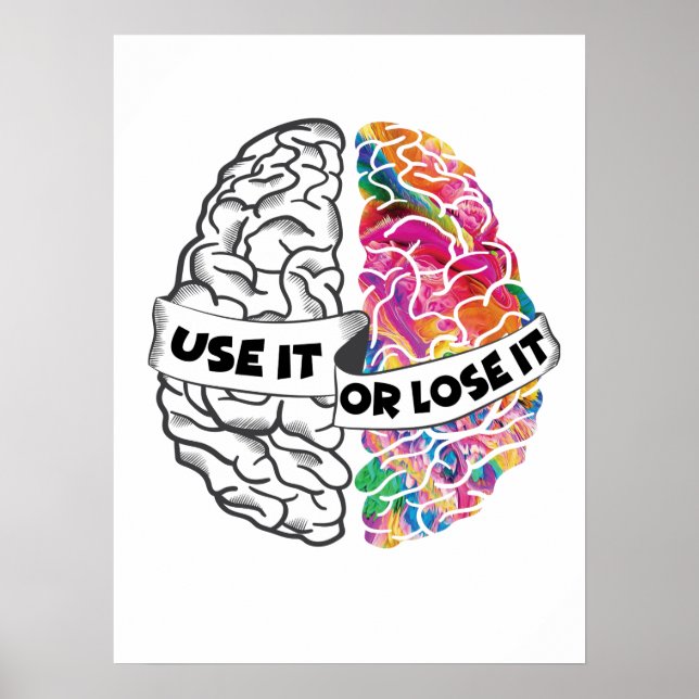 Use It Or Lose It - Funny Brain Poster (Front)