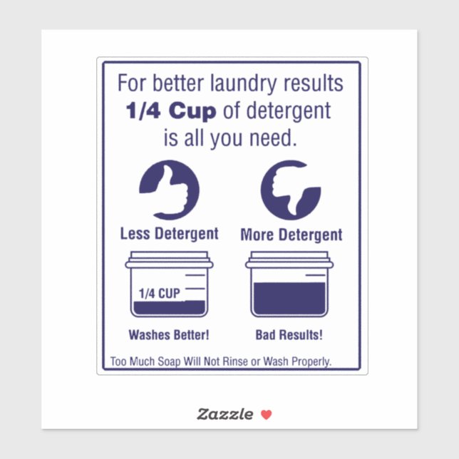 'Use Less Detergent' Laundromat Overlay Blue  Sticker (Sheet)