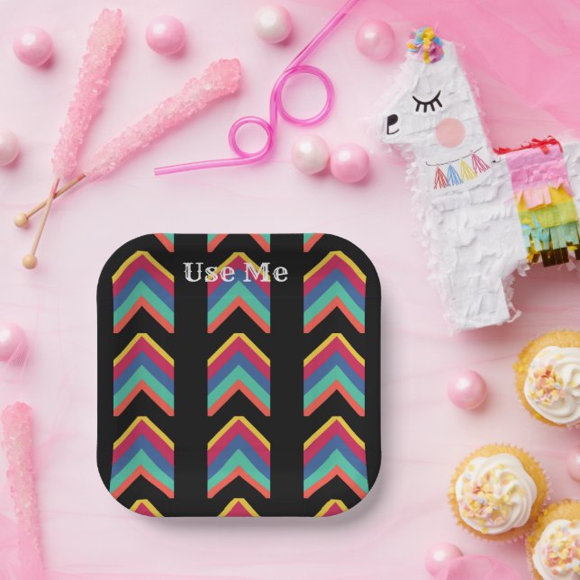 Use Me text Rye font name with Up Arrows image  Paper Plates (Party)