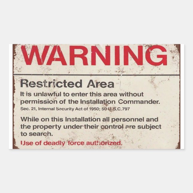 Use of deadly force authorized rectangular sticker (Front)