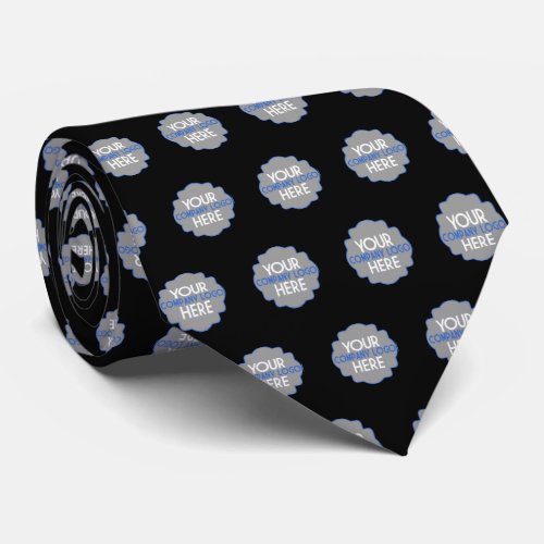 Use Own Business Logo Company Black Custom Neck Tie