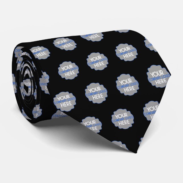Use Own Business Logo Company Black Custom Neck Tie (Rolled)