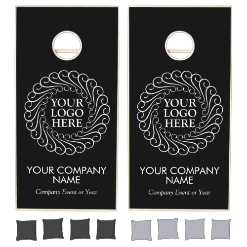 Use Own Business Logo Custom Company Event Black Cornhole Set