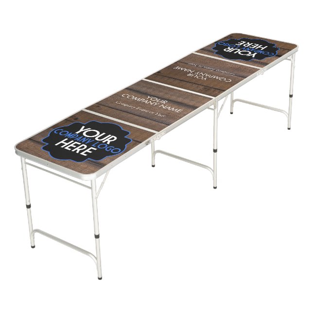 Use Own Business Logo Custom Company Event Wood Beer Pong Table (Angled)