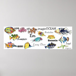 Use ur ImagineOCEAN cartoon fish banner Med Poster