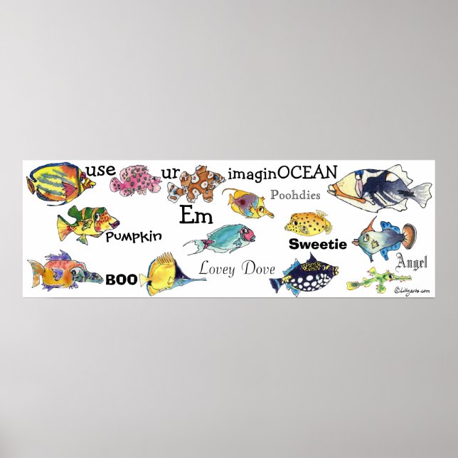 Use ur ImagineOCEAN cartoon fish banner Med Poster (Front)