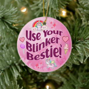 Use Your Blinker, Bestie! BFF Best Friends Heart Ceramic Ornament
