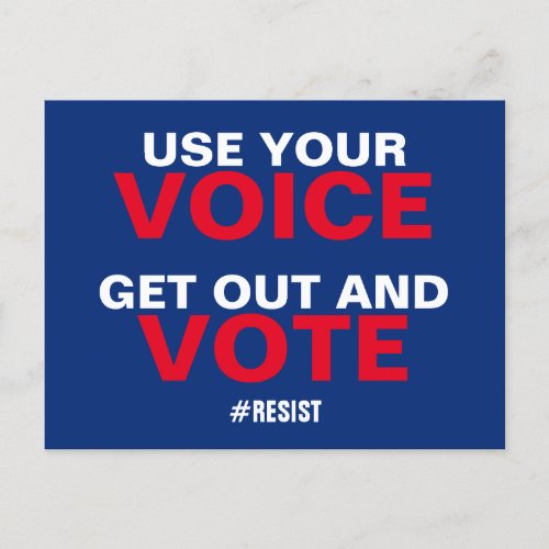 Use Your Voice Get Out and Vote Resist Postcard