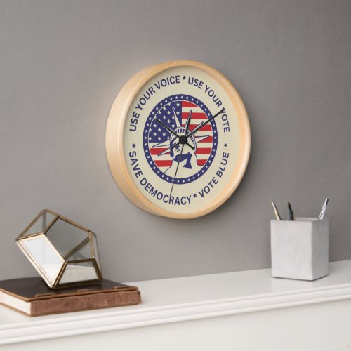 Use Your Vote Patriotic Liberty Badge  Clock