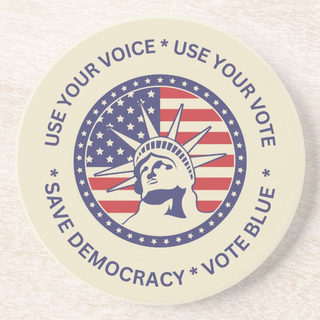 Use Your Vote Patriotic Liberty Badge  Coaster (Front)
