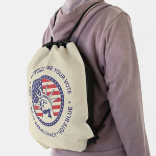 Use Your Vote Patriotic Liberty Badge Drawstring Bag