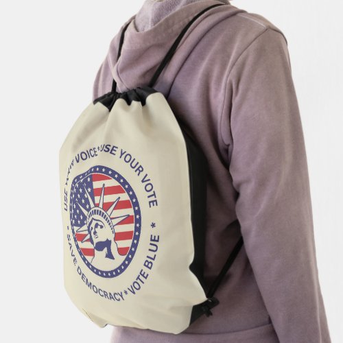 Use Your Vote Patriotic Liberty Badge Drawstring Bag