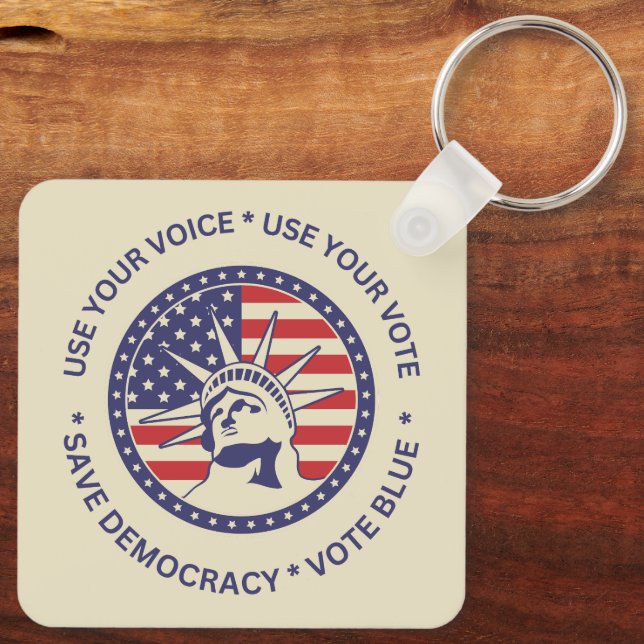 Use Your Vote Patriotic Liberty Badge  Keychain (Back)