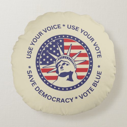 Use Your Vote Patriotic Liberty Badge  Round Pillow