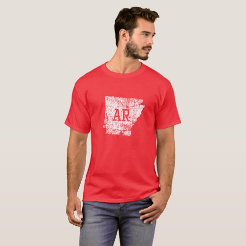 Used Arkansas State White Map AR Mens T_Shirts