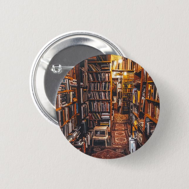 Used Bookstore Book Lovers Photo Button (Front & Back)