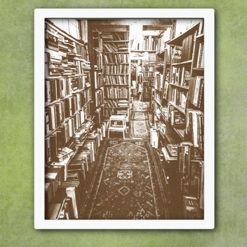 Used bookstore photo sepia style poster