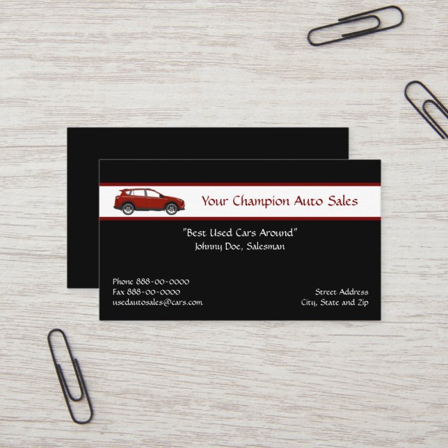 Used Car Dealer Business Card (Front/Back In Situ)