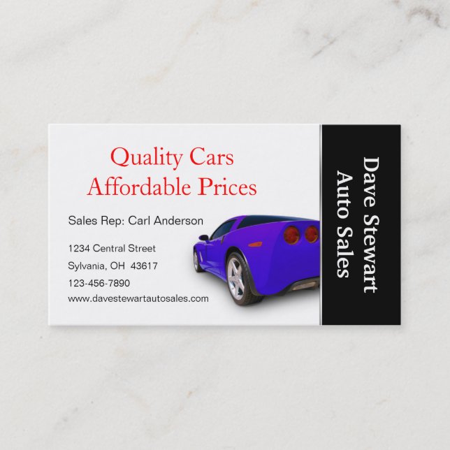 Used Car Dealer Business Card (Front)