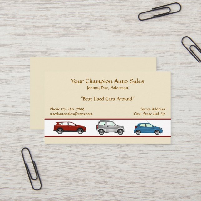 Used Car Dealer Business Card (Front/Back In Situ)