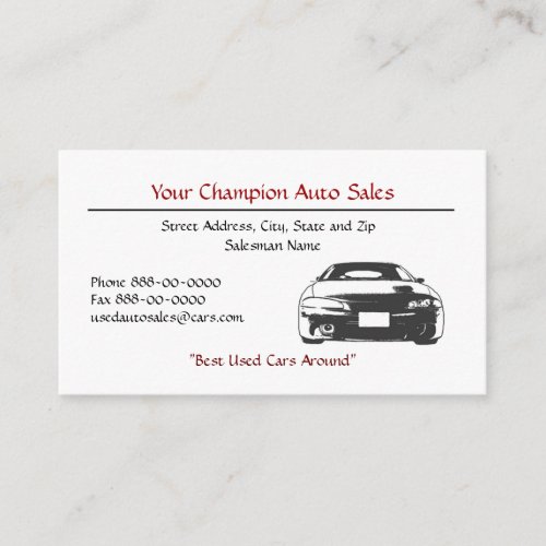 Used Car Dealer Business Card