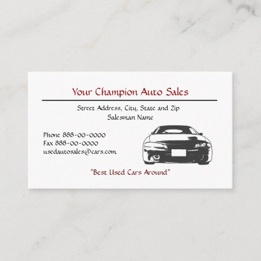Customizable Used Car Dealer Business Card