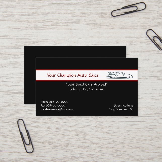 Used Car Dealer Business Card (Front/Back In Situ)