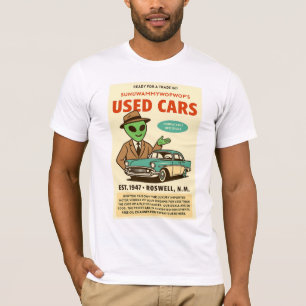 Used Car Dealership Roswell Aliens 1950's Retro T-Shirt