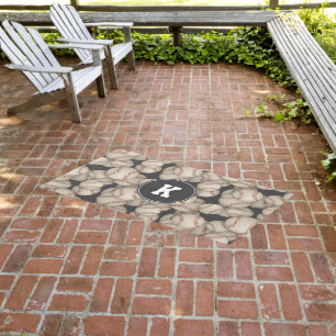 used grungy baseballs pattern sports decor custom outdoor rug