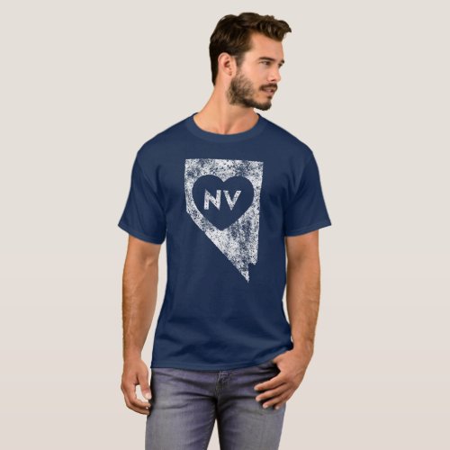Used I Love Nevada State Mens Basic Dark T_Shirt