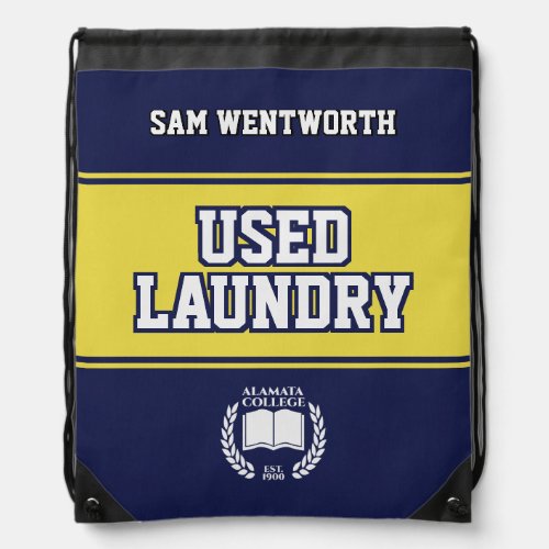 Used Laundry Blue Yellow College University Drawstring Bag