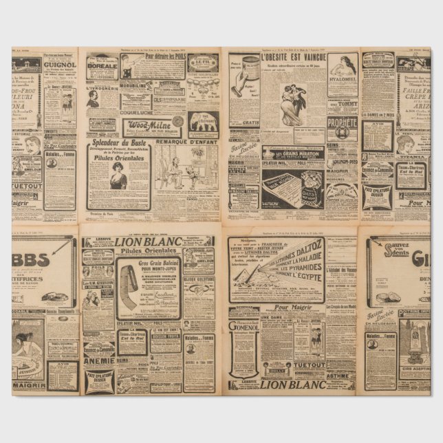 Used paper background. Old newspaper page with vin | Zazzle