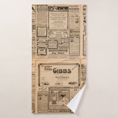 Used paper background Old newspaper page with vin Bath Towel