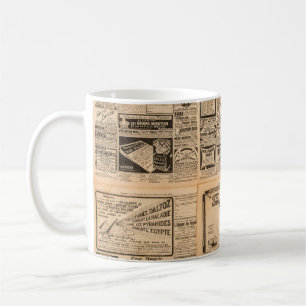 Used paper background. Old newspaper page with vin Coffee Mug