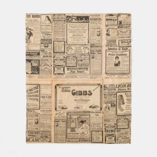 Used paper background. Old newspaper page with vin Fleece Blanket