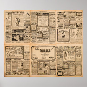 Used paper background. Old newspaper page with vin Poster