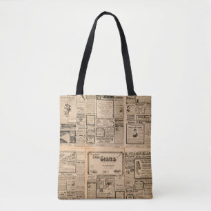 Used paper background. Old newspaper page with vin Tote Bag