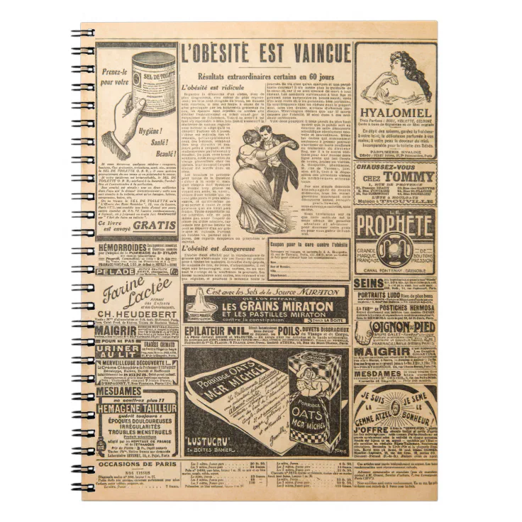 Used paper background. Old newspaper pages with vi Notebook | Zazzle