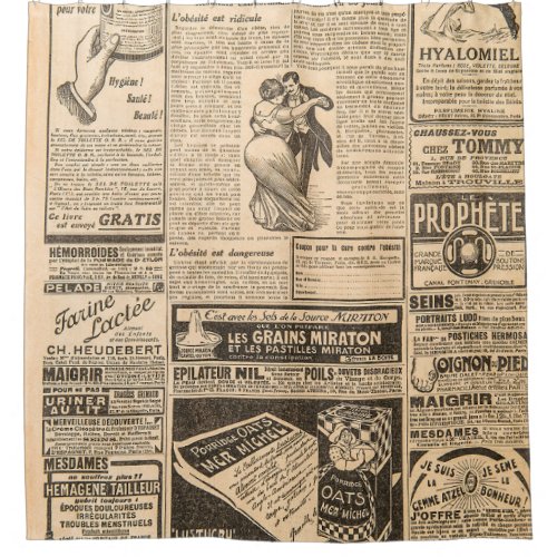 Used paper background Old newspaper pages with vi Shower Curtain