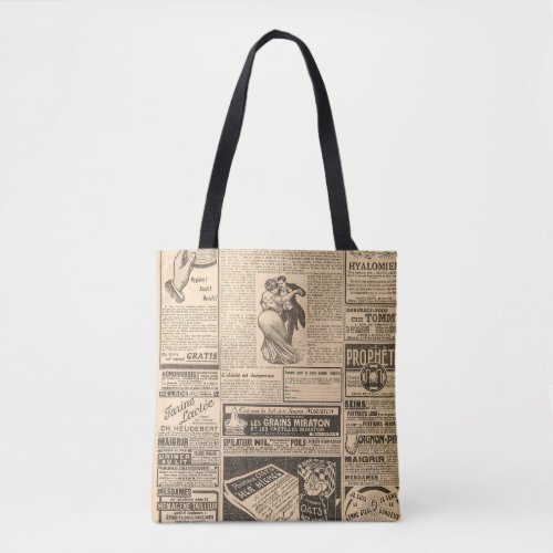 Used paper background Old newspaper pages with vi Tote Bag