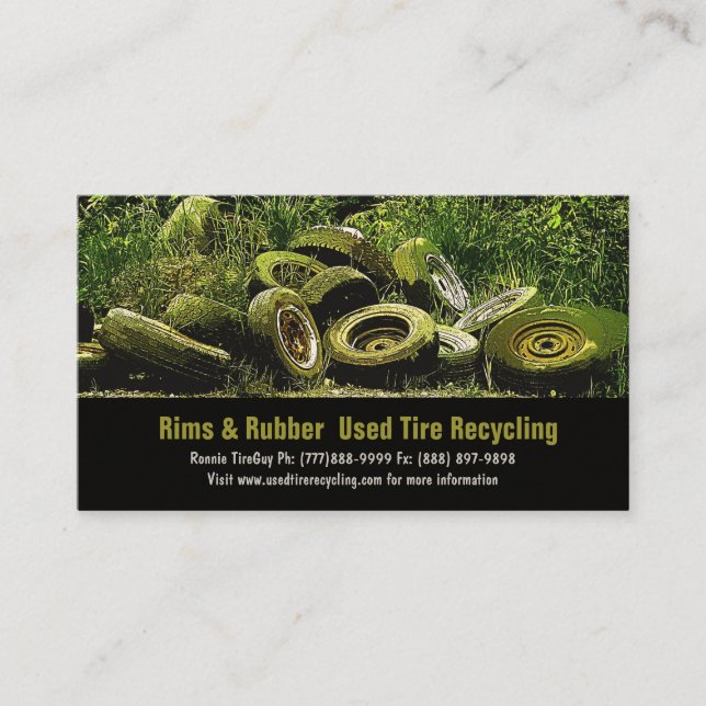 Used Tires Recycling Dump or Depot Center Business Card (Front)