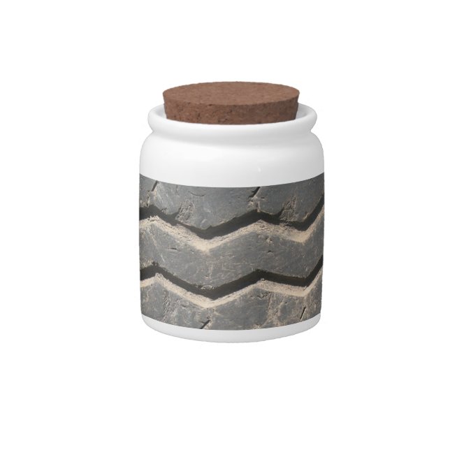 Used Truck Tire Decorative Ceramic Jar With Lid (Front)