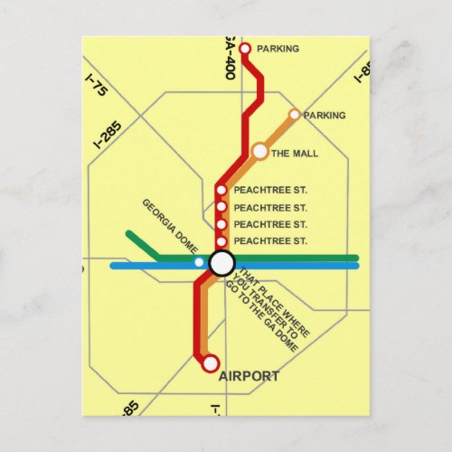 Useful Atlanta Subway Map Postcard
