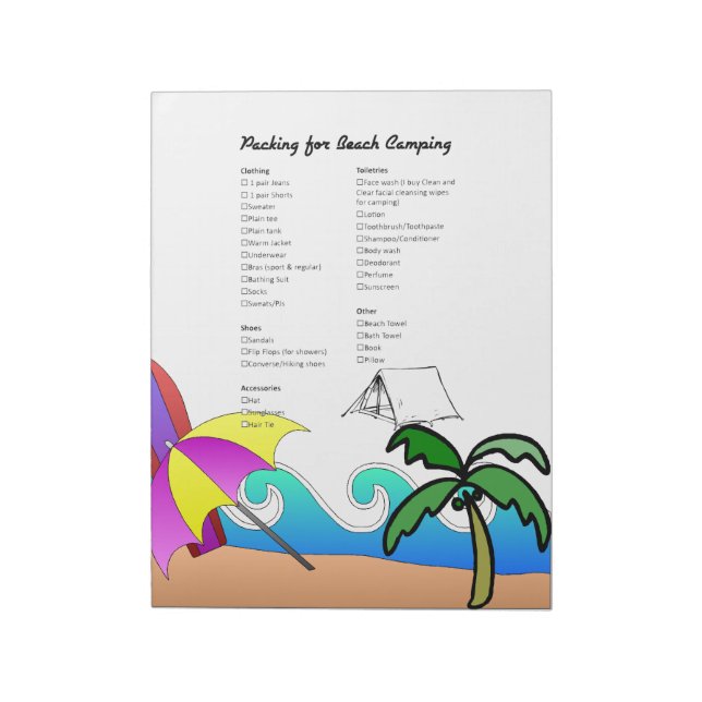 Useful Camping Packing Checklist Notepad (Rotated)
