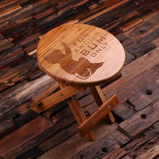 Useful Engraved Foldable Toddlers Bamboo Stool (Top)