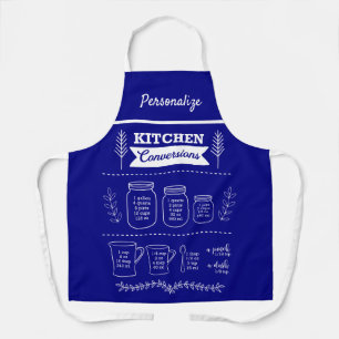 Useful Kitchen Cooking Conversion Navy Blue Baking Apron