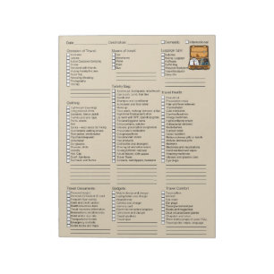 Useful Travel Packing Checklist Notepad