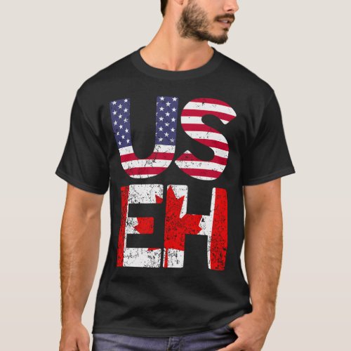 Useh America Canada Flag American Canadian T_Shirt