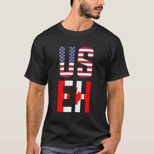 Useh America Canada Flag American Canadian T_Shirt