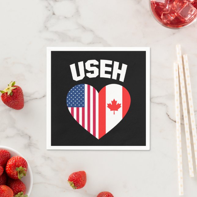 USEH America Canada Flag Funny American Canadian Napkins (Insitu)
